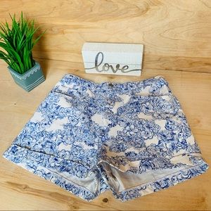 American apparel hi rise floral blue shorts